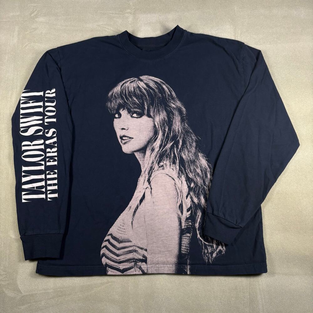 Taylor‎ Swift The Eras Tour Long Sleeve Shirt Navy Blue Graphic Adult Large